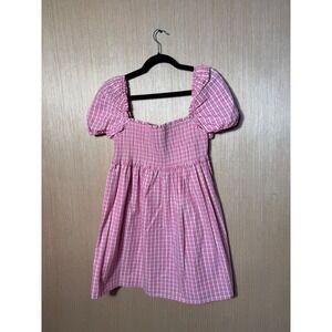 Sun-deh Artizia Gingham Smocked Babydoll Dress Square Neck Puff Sleeve Large